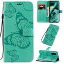 For OPPO Find X2 3D Butterflies Embossing Pattern Horizontal Flip Leather Case with Holder & Card Slot & Wallet & Lanyard(Green)