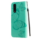 For OPPO Find X2 3D Butterflies Embossing Pattern Horizontal Flip Leather Case with Holder & Card Slot & Wallet & Lanyard(Green)