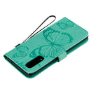 For OPPO Find X2 3D Butterflies Embossing Pattern Horizontal Flip Leather Case with Holder & Card Slot & Wallet & Lanyard(Green)