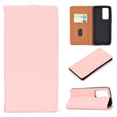 For Huawei P40 Solid Color Frosted Magnetic Horizontal Flip Leather Case with Card Slots & Holder(Pink)