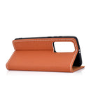 For Huawei P40 Solid Color Frosted Magnetic Horizontal Flip Leather Case with Card Slots & Holder(Brown)