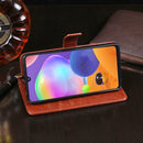 For Galaxy A31 idewei Crazy Horse Texture Horizontal Flip Leather Case with Holder & Card Slots & Wallet(Sky Blue)
