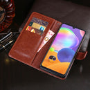 For Galaxy A31 idewei Crazy Horse Texture Horizontal Flip Leather Case with Holder & Card Slots & Wallet(Dark Blue)