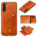For OPPO A91 PU + TPU Shockproof Magnetic Protective Case with Card Slots(Brown)
