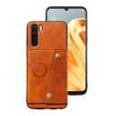 For OPPO A91 PU + TPU Shockproof Magnetic Protective Case with Card Slots(Brown)