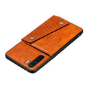 For OPPO A91 PU + TPU Shockproof Magnetic Protective Case with Card Slots(Brown)