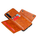 For OPPO A91 PU + TPU Shockproof Magnetic Protective Case with Card Slots(Brown)