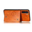 For OPPO A91 PU + TPU Shockproof Magnetic Protective Case with Card Slots(Brown)