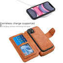For iPhone 11 Detachable Multifunctional Horizontal Flip Leather Case with Card Slots & Zipper Wallet & Photo Frame(Brown)