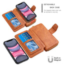 For iPhone 11 Detachable Multifunctional Horizontal Flip Leather Case with Card Slots & Zipper Wallet & Photo Frame(Brown)