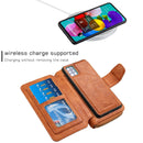 For Galaxy A51 Detachable Multifunctional Horizontal Flip Leather Case with Card Slots & Zipper Wallet & Photo Frame(Brown)