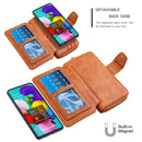 For Galaxy A51 Detachable Multifunctional Horizontal Flip Leather Case with Card Slots & Zipper Wallet & Photo Frame(Brown)