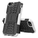 For iPhone SE 2022 / SE 2020 Tire Texture Shockproof TPU+PC Protective Case with Holder(White)