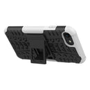 For iPhone SE 2022 / SE 2020 Tire Texture Shockproof TPU+PC Protective Case with Holder(White)