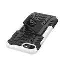 For iPhone SE 2022 / SE 2020 Tire Texture Shockproof TPU+PC Protective Case with Holder(White)