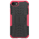 For iPhone SE 2022 / SE 2020 Tire Texture Shockproof TPU+PC Protective Case with Holder(Rose Red)