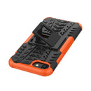 For iPhone SE 2022 / SE 2020 Tire Texture Shockproof TPU+PC Protective Case with Holder(Orange)