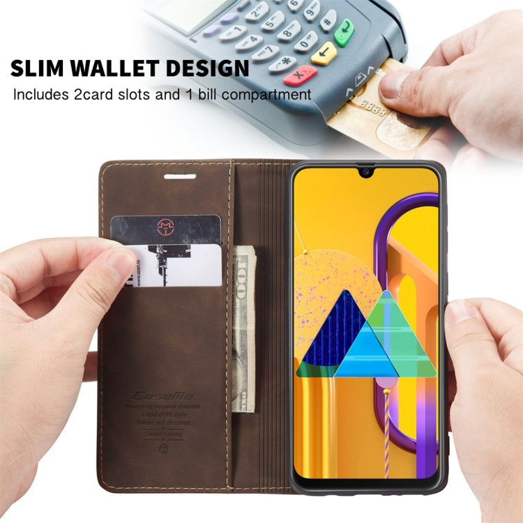 For Galaxy M30S / M21 CaseMe-013 Multifunctional Horizontal Flip Leather Case with Card Slot & Holder & Wallet(Coffee)