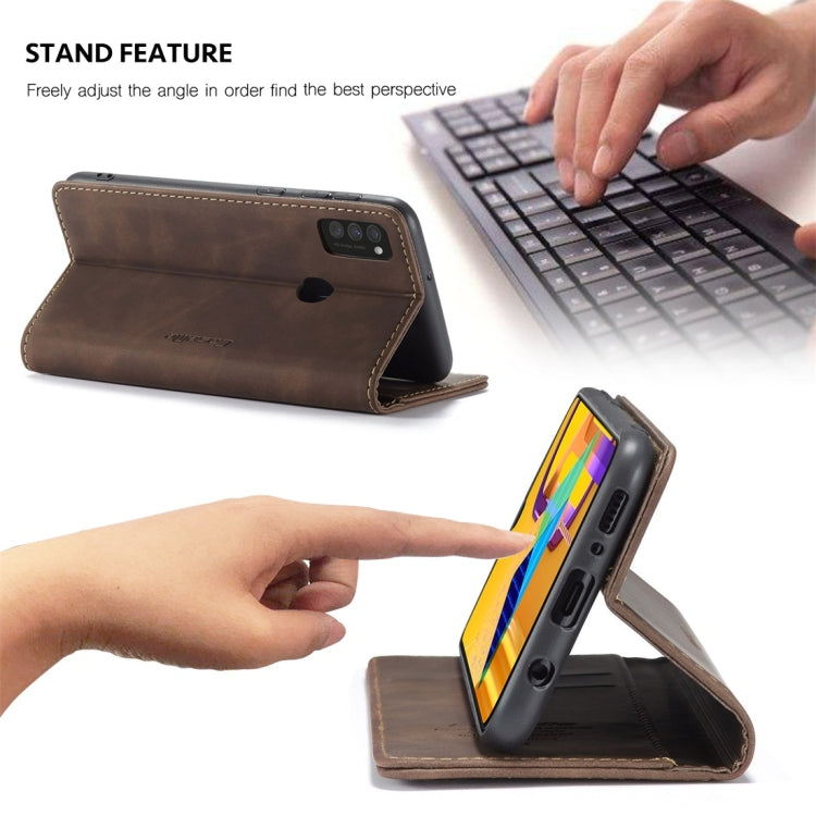 For Galaxy M30S / M21 CaseMe-013 Multifunctional Horizontal Flip Leather Case with Card Slot & Holder & Wallet(Coffee)