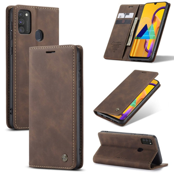 For Galaxy M30S / M21 CaseMe-013 Multifunctional Horizontal Flip Leather Case with Card Slot & Holder & Wallet(Coffee)