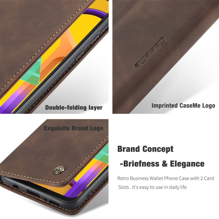 For Galaxy M30S / M21 CaseMe-013 Multifunctional Horizontal Flip Leather Case with Card Slot & Holder & Wallet(Coffee)