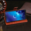 For Alcatel 3L 2019 / 5039D idewei Crazy Horse Texture Horizontal Flip Leather Case with Holder & Card Slots & Wallet(Sky Blue)