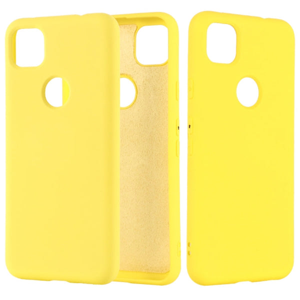 For Google Pixel 4a Pure Color Liquid Silicone Shockproof Full Coverage Case(Yellow)
