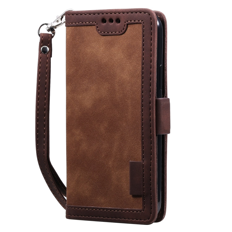 For iPhone 11 Pro Max Retro Splicing Horizontal Flip Leather Case with Card Slots & Holder & Wallet(Brown)