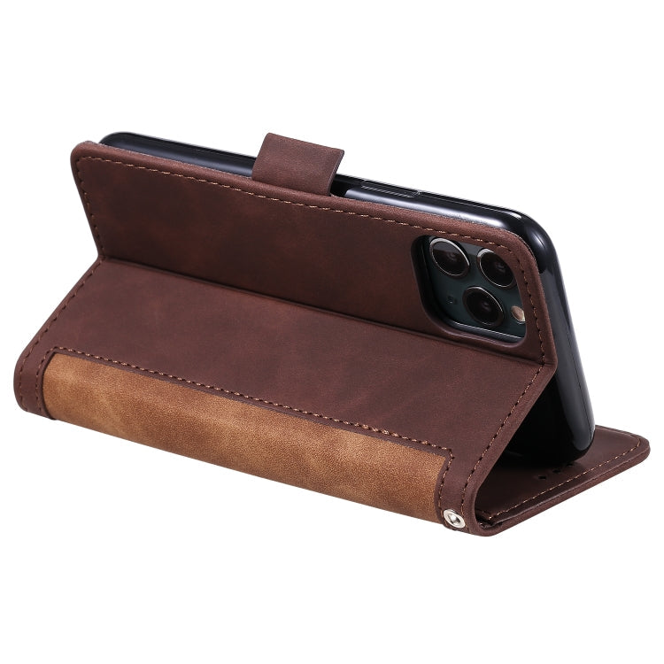 For iPhone 11 Pro Max Retro Splicing Horizontal Flip Leather Case with Card Slots & Holder & Wallet(Brown)