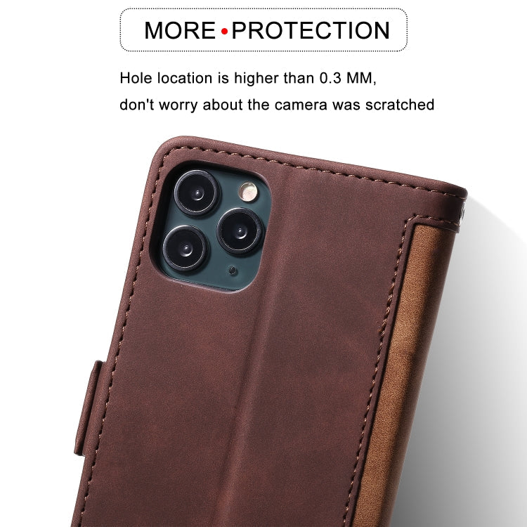 For iPhone 11 Pro Max Retro Splicing Horizontal Flip Leather Case with Card Slots & Holder & Wallet(Brown)