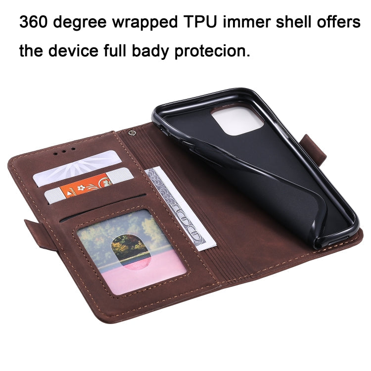 For iPhone 11 Pro Max Retro Splicing Horizontal Flip Leather Case with Card Slots & Holder & Wallet(Brown)