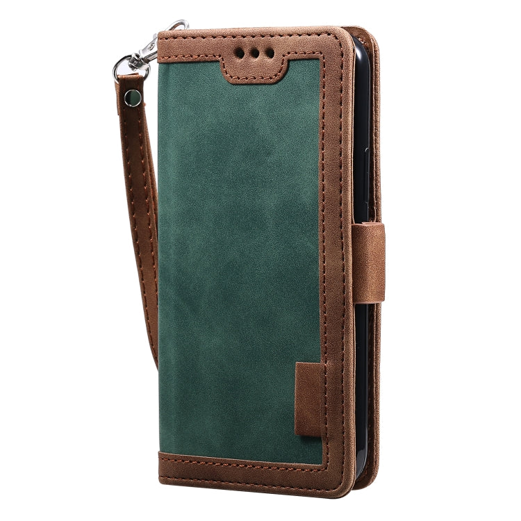 For iPhone 11 Pro Max Retro Splicing Horizontal Flip Leather Case with Card Slots & Holder & Wallet(Green)