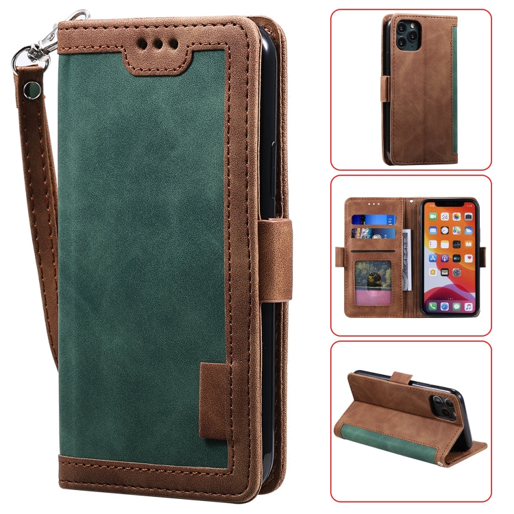 For iPhone 11 Pro Max Retro Splicing Horizontal Flip Leather Case with Card Slots & Holder & Wallet(Green)