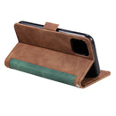 For iPhone 11 Retro Splicing Horizontal Flip Leather Case with Card Slots & Holder & Wallet(Green)