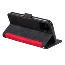 For iPhone 11 Retro Splicing Horizontal Flip Leather Case with Card Slots & Holder & Wallet(Red)
