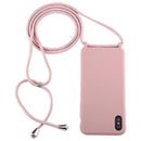 For iPhone XS / X Candy Color TPU Protective Case with Lanyard(Dark Pink)