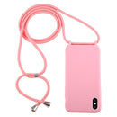 For iPhone XS Max Candy Color TPU Protective Case with Lanyard(Pink)