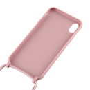 For iPhone XS Max Candy Color TPU Protective Case with Lanyard(Pink)