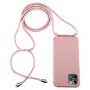 For iPhone 11 Pro Max Candy Color TPU Protective Case with Lanyard(Dark Pink)