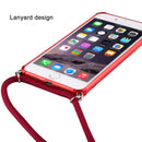 For iPhone 8 / 7 Transparent TPU Protective Case with Lanyard & Card Slot(Black)