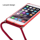 For iPhone 8 / 7 Transparent TPU Protective Case with Lanyard & Card Slot(Red)