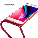 For iPhone 8 Plus / 7 Plus Transparent TPU Protective Case with Lanyard & Card Slot(Pink)