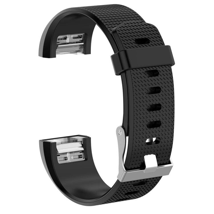 For Fitbit Charge 2 Common Texture Silicone Watch Band with Buckle, Size:S(Black)