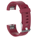 For Fitbit Charge 2 Common Texture Silicone Watch Band with Buckle, Size:S(Rose Red)
