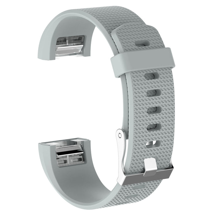 For Fitbit Charge 2 Common Texture Silicone Watch Band with Buckle, Size:S(Light Grey)