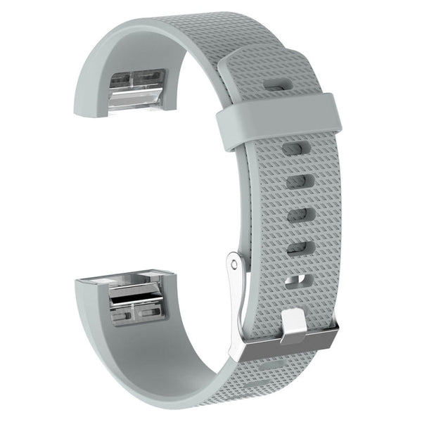 For Fitbit Charge 2 Common Texture Silicone Watch Band with Buckle, Size:S(Light Grey)