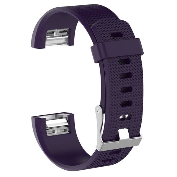 For Fitbit Charge 2 Common Texture Silicone Watch Band with Buckle, Size:S(Dark Purple)