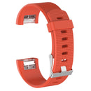 For Fitbit Charge 2 Common Texture Silicone Watch Band with Buckle, Size:L(Red)