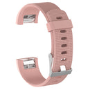 For Fitbit Charge 2 Common Texture Silicone Watch Band with Buckle, Size:L(Light Pink)