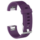 For Fitbit Charge 2 Common Texture Silicone Watch Band with Buckle, Size:L(Purple)